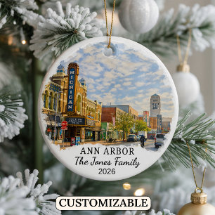 Personalisierter Ann Arbor Weihnachtsschmuck, Indi Keramik Ornament