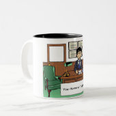 Personalisierter Anwalt, Anwalt, männlicher Cartoo Zweifarbige Tasse (Vorderseite Links)