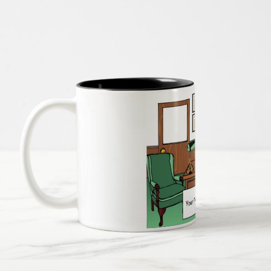 Personalisierter Anwalt, Anwalt, männlicher Cartoo Zweifarbige Tasse (Links)