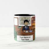 Personalisierter Anwalt, Anwalt, männlicher Cartoo Zweifarbige Tasse (Mittel)