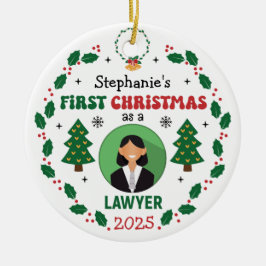 Personalisierter Anwalt Erste Weihnachtsbaumrunde Keramik Ornament