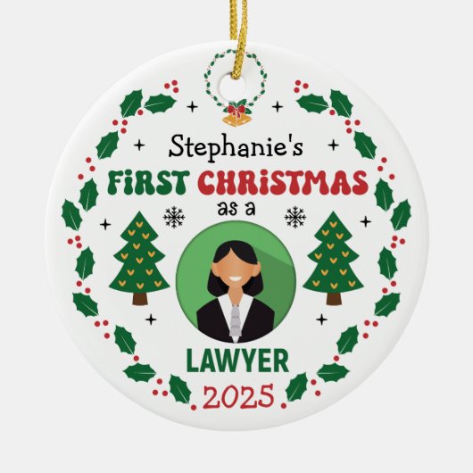 Personalisierter Anwalt Erste Weihnachtsbaumrunde Keramik Ornament (Vorne)