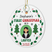 Personalisierter Anwalt Erste Weihnachtsbaumrunde Keramik Ornament (Links)