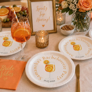 Personalisierter Aperol Spritz Junggesellinnenabsc Pappteller