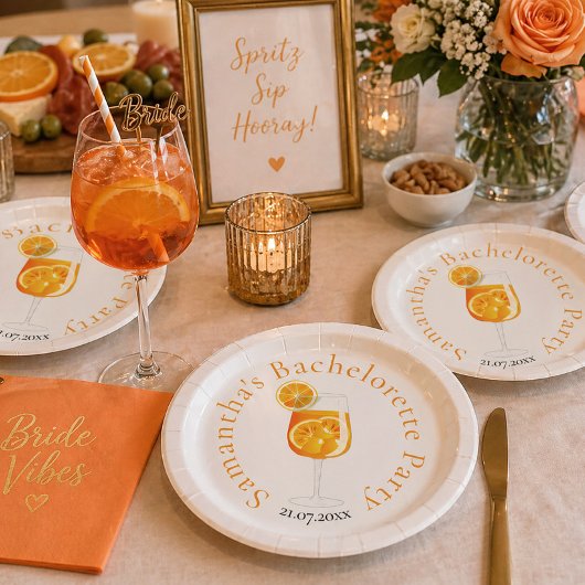 Personalisierter Aperol Spritz Junggesellinnenabsc Pappteller