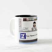 Personalisierter Apotheker - Cartoon Zweifarbige Tasse (Vorderseite Links)