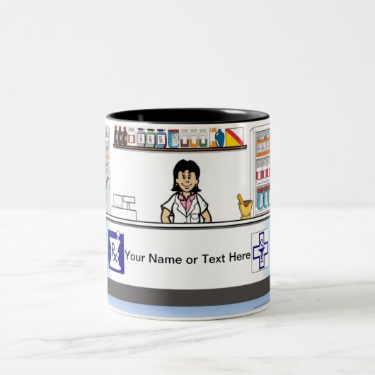 Personalisierter Apotheker - Cartoon Zweifarbige Tasse (Mittel)