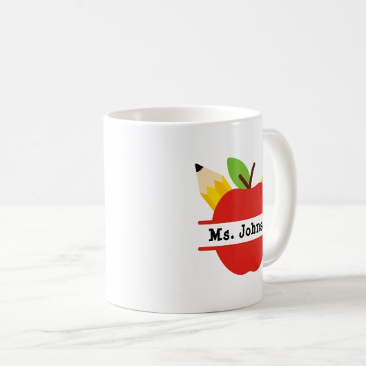 Personalisierter Apple-Lehrername Kaffeetasse (VorderseiteRechts)