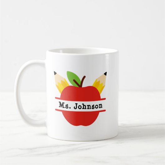 Personalisierter Apple-Lehrername Kaffeetasse (Links)