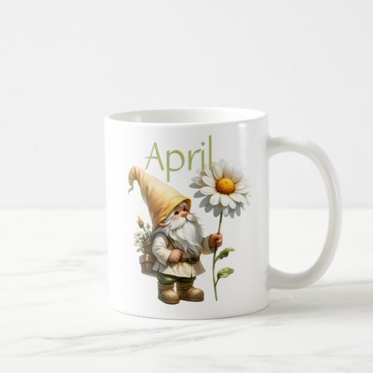 Personalisierter April Geburtsmonat Garten Gnome Kaffeetasse (Rechts)
