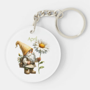 Personalisierter April Geburtsmonat Garten Gnome Schlüsselanhänger