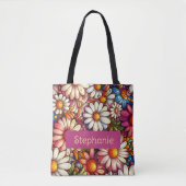 Personalisierter April Geburtstag Blume Daisy Tasche (Vorderseite)