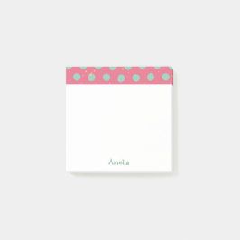 Personalisierter Aqua-Polka-Punkt mit kleinen Post-it Klebezettel