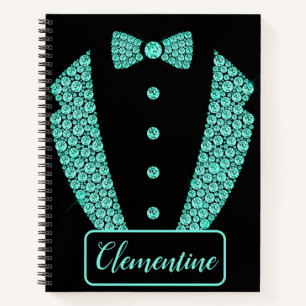 Personalisierter Aquamariner Black Glitzer Tuxedo Notizblock