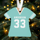 Personalisierter Aquamariner Fußball Jersey Ornament
