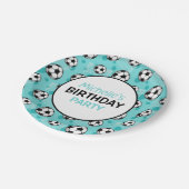 Personalisierter Aquamariner Fußball Pappteller (Schrägansicht)
