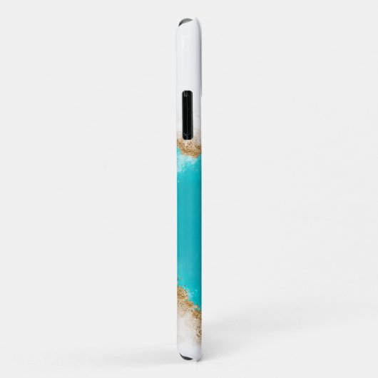 Personalisierter Aquamariner Glitzer Case-Mate iPhone Hülle (Hinten/Rechts)