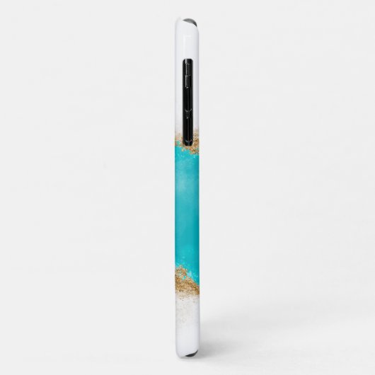 Personalisierter Aquamariner Glitzer Case-Mate iPhone Hülle (Hinten/Links)