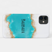 Personalisierter Aquamariner Glitzer Case-Mate iPhone Hülle (Rückseite (Horizontal))