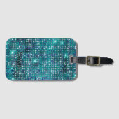 Personalisierter Aquamariner Glitzer Gepäckanhänger (Vorderseite (Horizontal))