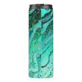 Personalisierter Aquamariner Glitzer Marmorsäule T Thermosbecher (Rückseite)