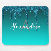 Personalisierter Aquamariner Glitzer Mousepad (Vorne)