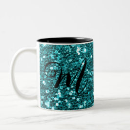Personalisierter Aquamariner Glitzer Zwei-Tonen-Ka Zweifarbige Tasse