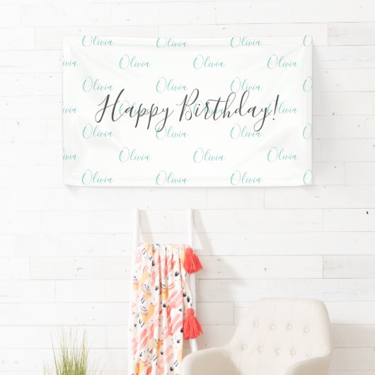 Personalisierter Aquamariner Grüner Geburtsname Banner (Insitu)