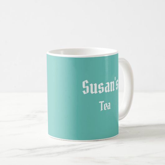 Personalisierter Aquamariner grüner Tee oder Kaffe Kaffeetasse (VorderseiteRechts)