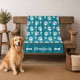 Personalisierter Aquamariner Hund-Schuppen-Welpeng Fleecedecke