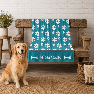 Personalisierter Aquamariner Hund-Schuppen-Welpeng Fleecedecke