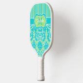 Personalisierter Aquamariner, Limoner Damast, Stre Pickleball Schläger (Links)