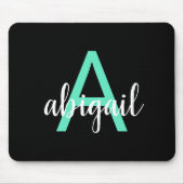 Personalisierter Aquamariner Monogrammname Mousepad (Vorne)