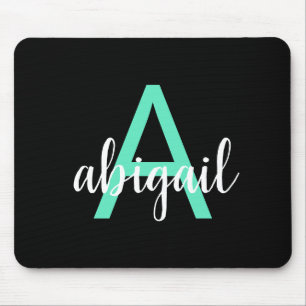Personalisierter Aquamariner Monogrammname Mousepad