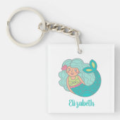 Personalisierter Aquamariner Niedlicher Mermaid-Sc Schlüsselanhänger (Vorderseite)