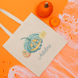 Personalisierter Aquamariner Pumpkin Halloween Tri Tragetasche