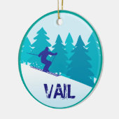 Personalisierter aquamariner Schwungkreis Keramik Ornament (Links)