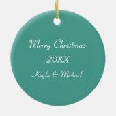 Personalisierter aquamariner Schwungkreis Keramik Ornament (Hinten)