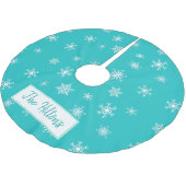 Personalisierter Aquamariner Snowflake Weihnachtsr Polyester Weihnachtsbaumdecke (Schrägansicht)