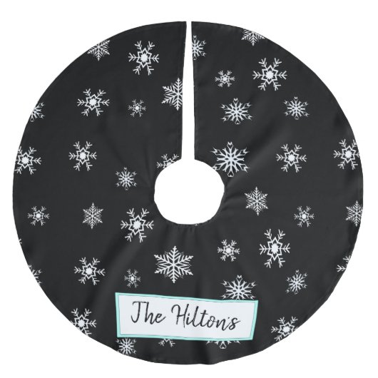 Personalisierter Aquamariner Snowflake Weihnachtsr Polyester Weihnachtsbaumdecke (Vorderseite)