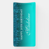 Personalisierter Aquamariner Tropf Glitzer Geburts Banner (Vertikal)
