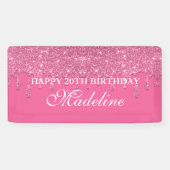 Personalisierter Aquamariner Tropf Glitzer Geburts Banner (Horizontal)