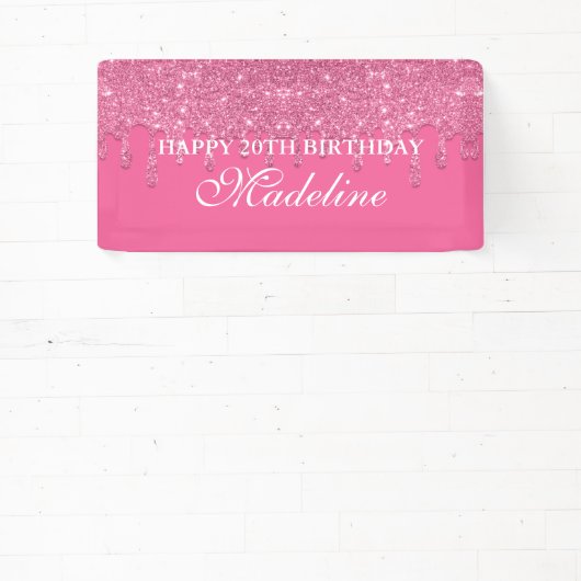 Personalisierter Aquamariner Tropf Glitzer Geburts Banner (InSitu)