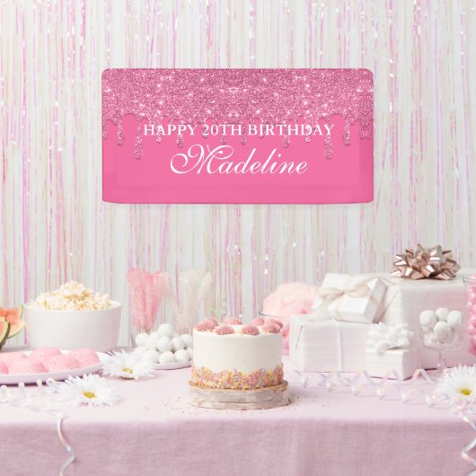 Personalisierter Aquamariner Tropf Glitzer Geburts Banner (Party)