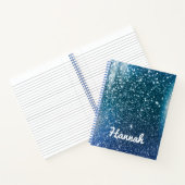 Personalisierter Aquamariner und Blue Ombre Glitze Notizblock (Innenseite)
