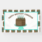 Personalisierter Aquamariner und brauner Geburtsta Banner (Horizontal)