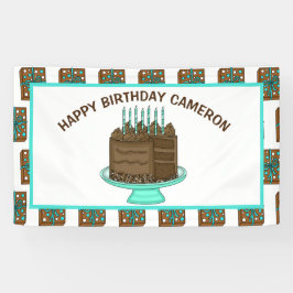 Personalisierter Aquamariner und brauner Geburtsta Banner