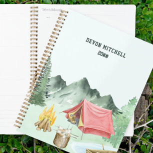 Personalisierter Aquarell-Seeufer-Camping-Planer Planer