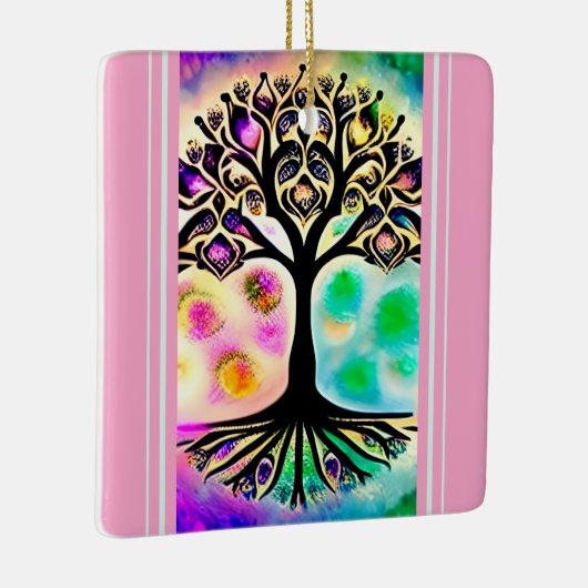 Personalisierter Aquarellbaum des Lebens Inspirati Keramikornament (Rechts)