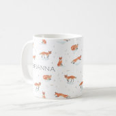 Personalisierter Aquarellfuchs Kaffeetasse (Vorderseite Links)